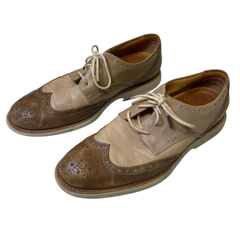 Sperry Gold Cup Wingtip Oxford Shoes Tan Brown Leather Mens 10.5W